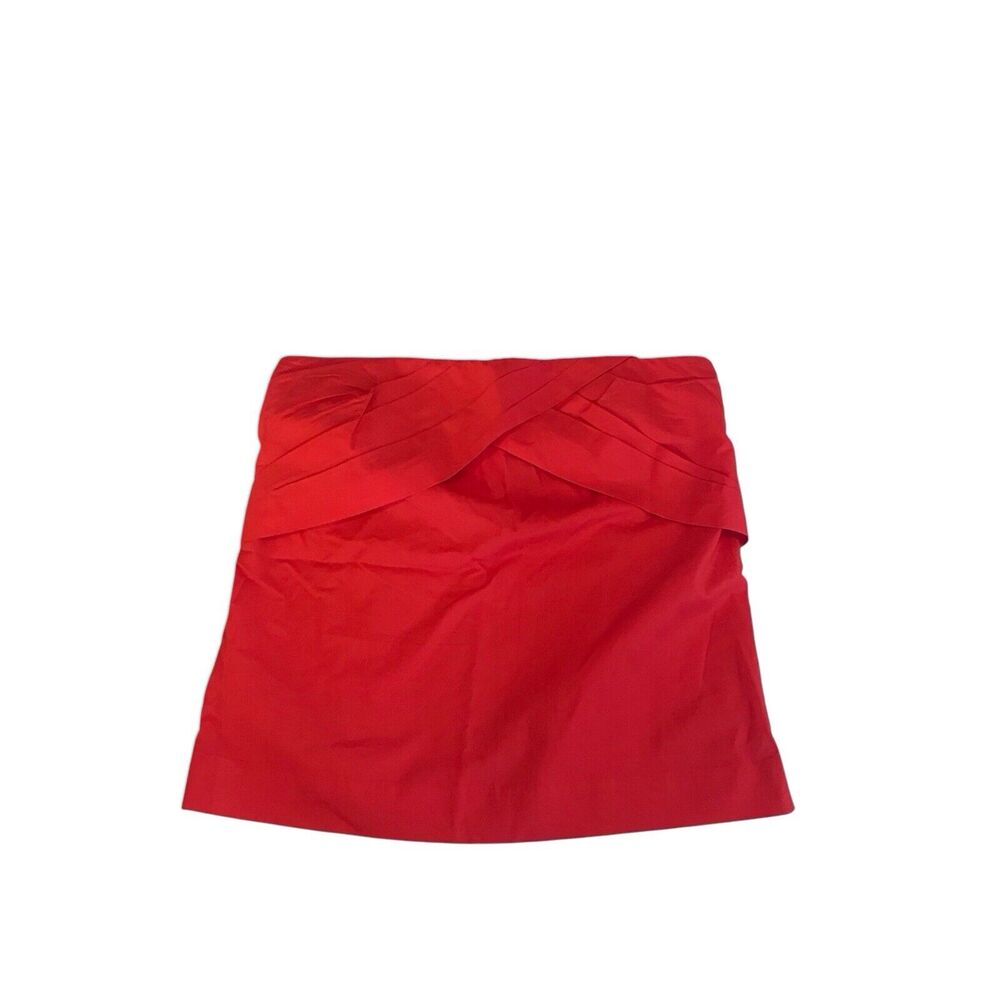 J. CREW Womens Sz 0 Strapless Cross Front Top‎ Fiery Sunset Red